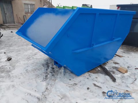 Blaue Absetzmulde 7 m³ DIN 30720 — Seitenansicht